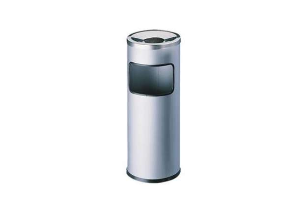 Immagine di Posacenere DURABLE autoestinguente a colonna - cestino acciaio argento metallizzato base tonda - 333