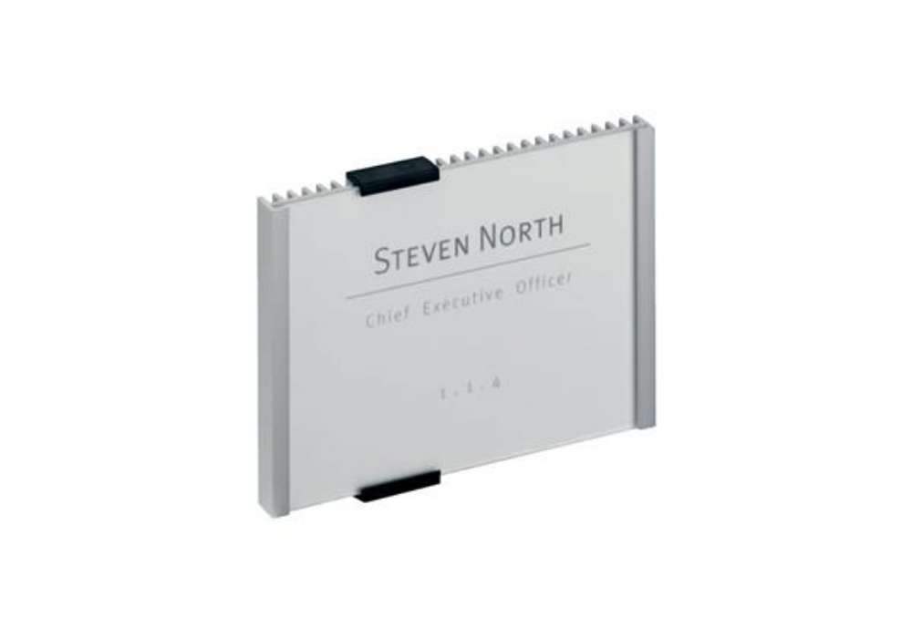 Immagine di Targhe DURABLE INFO SIGN alluminio/acrilico trasparente/argento metallizzato inserto 149x105,5 mm 48