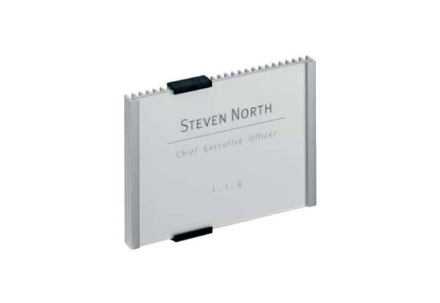 Immagine di Targhe DURABLE INFO SIGN alluminio/acrilico trasparente/argento metallizzato inserto 149x105,5 mm 48