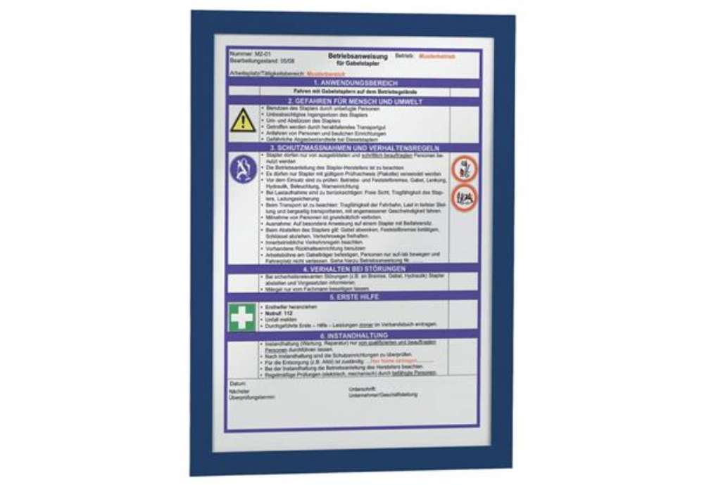 Immagine di Cornici con pannello magnetico DURABLE DURAFRAME® A4 PPL blu scuro 236x323mm conf. 2 - 487207