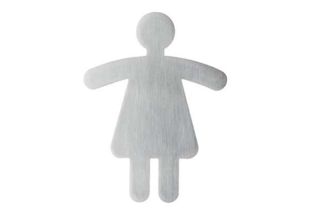 Immagine di Pittogramma adesivo DURABLE 90 x 120 mm acciaio inossidabile spazzolato argento metallizzato WC donn