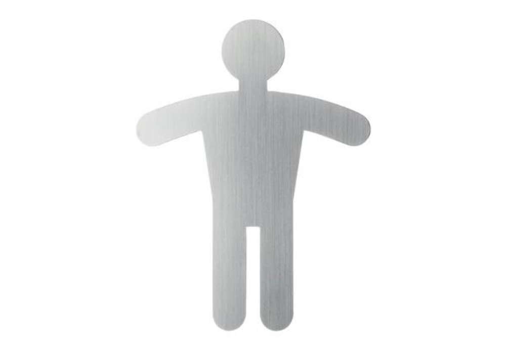 Immagine di Pittogramma adesivo DURABLE 90 x 120 mm acciaio inossidabile spazzolato argento metallizzato WC uomi