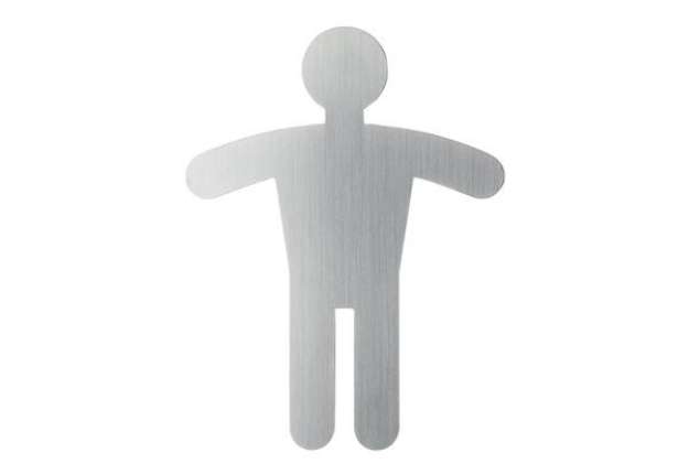 Immagine di Pittogramma adesivo DURABLE 90 x 120 mm acciaio inossidabile spazzolato argento metallizzato WC uomi