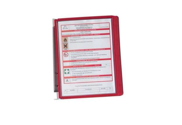Immagine di Leggio da parete DURABLE VARIO® WALL 5 pannelli A4 metallo/polipropilene rosso 555103