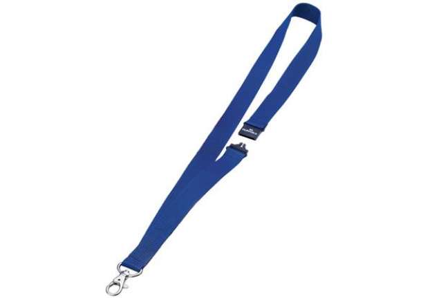 Immagine di Cordoncino per portabadge DURABLE tessuto blu scuro 20mm x 44cm conf. 10 - 813707
