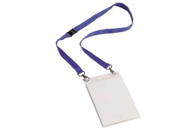 Immagine di Portanomi DURABLE con cordoncino 20 mm per eventi blu/trasparente inserti f.to A6  conf. 10 - 852507