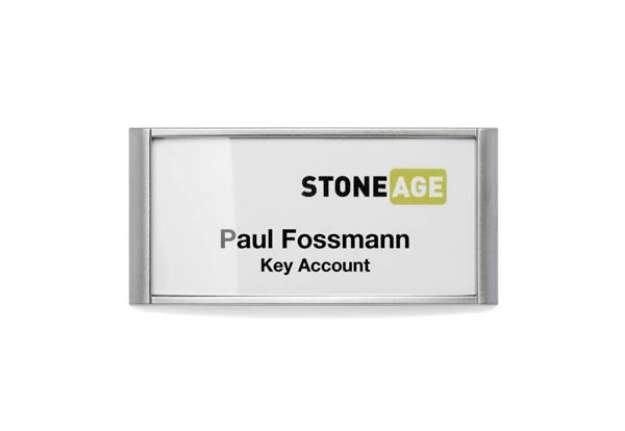 Immagine di Portanomi DURABLE CLASSIC con magnete argento metallizzato/trasparente inserto 34x74mm  conf. 10 - 8