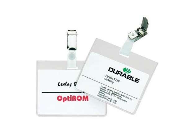 Immagine di Portanomi DURABLE tasca chiusa con clip inserto 60x90 mm conf. 5 - 860319