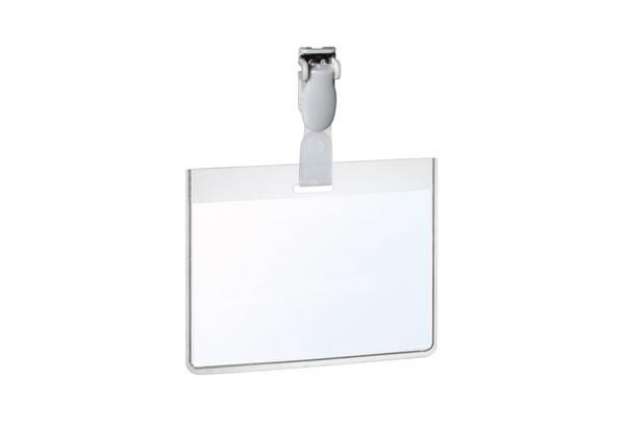 Immagine di Portanomi con clip DURABLE EUROBADGE tasca chiusa pvc trasparente inserto 90x60 mm  conf. 25 - 81431