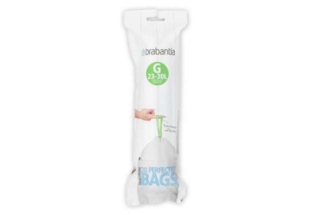 Immagine di Sacchetti PerfectFit Brabantia codice G 23-30 litri - bianco rotolo da 20 sacchetti - 246265