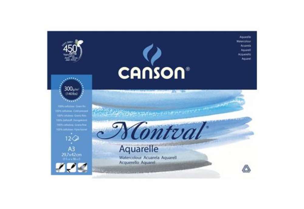 Immagine di Blocco collato Canson Linea Acquerello Montval bianco 300 g/m² 12 fogli 24x32cm C200807319