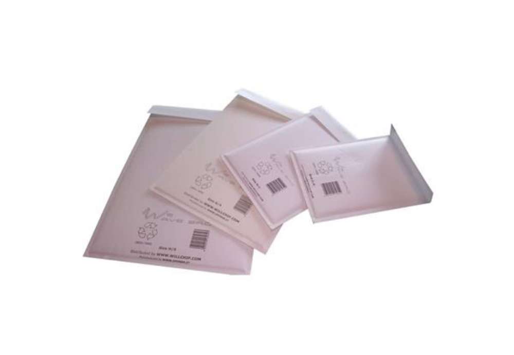 Immagine di Busta imbottita WeWave in carta kraft, imbottitura carta onda 15x21,5 cm bianco - conf. 10 buste - W