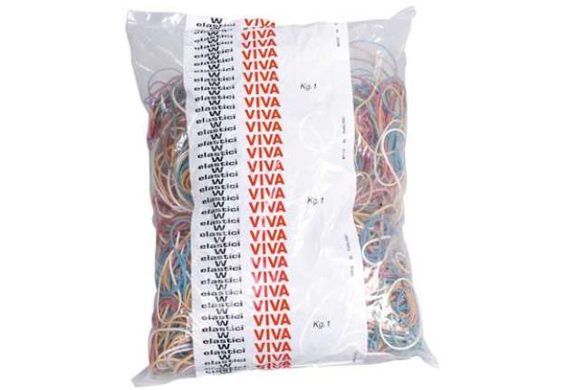 Immagine di Elastici VIVA in busta in gomma colore e formati assortiti conf.1000 gr - A1000