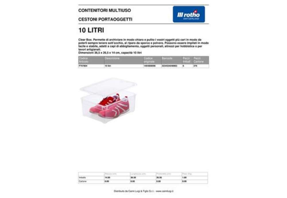 Immagine di Contenitore Rotho Clear Box in PPL 10 L impilabile 36x26x14 cm trasparente F707804