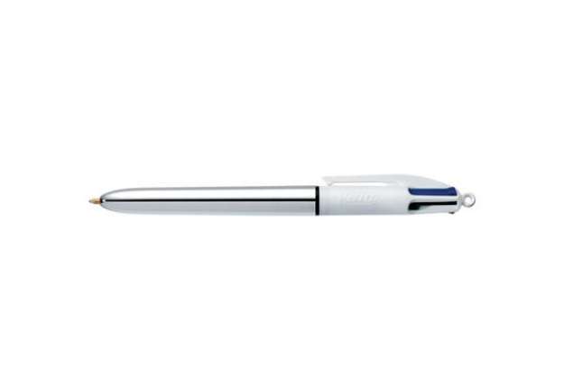 Immagine di Penne a sfera a scatto BIC 4 Colours Shine fusto Silver M 1 mm assortiti 982873