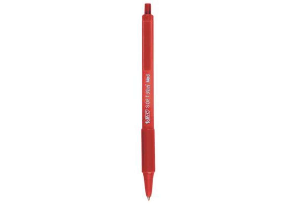 Immagine di Penna a sfera a scatto BIC SoftFeel Clic Grip M 1 mm rosso Conf. 12 pezzi - 837399
