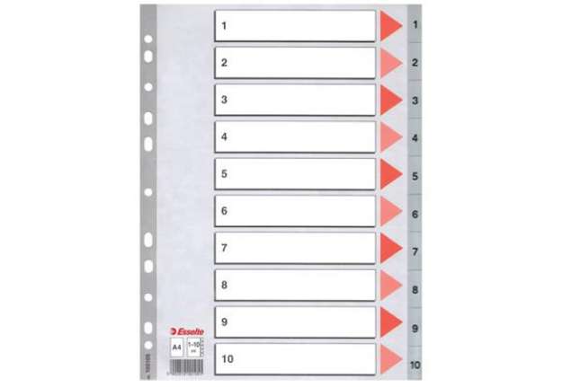 Immagine di Divisori per rubrica Esselte A4 PPL numerica 1-10 100105