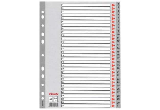 Immagine di Divisori per rubrica Esselte A4 PPL numerica 1-31 100108