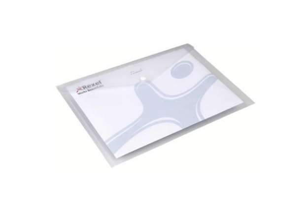 Immagine di Busta trasparente con bottone Rexel Ice A4 trasparente conf. da 5 pezzi - 2101660
