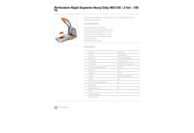 Immagine di Perforatore a 2 fori Rapid HDC150 Supreme 150 fogli grigio/arancio 23000600