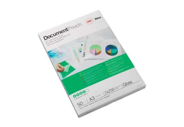 Immagine di Pouches per plastificatrici a caldo GBC 2x75 µm finitura lucida A3 30,3x42,6 cm Conf. 100 pezzi - 32