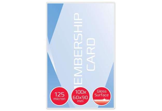 Immagine di Pouches per plastificatrici a caldo GBC 2x125µm finitura lucida formato businnes card 6x9 cm - Conf.