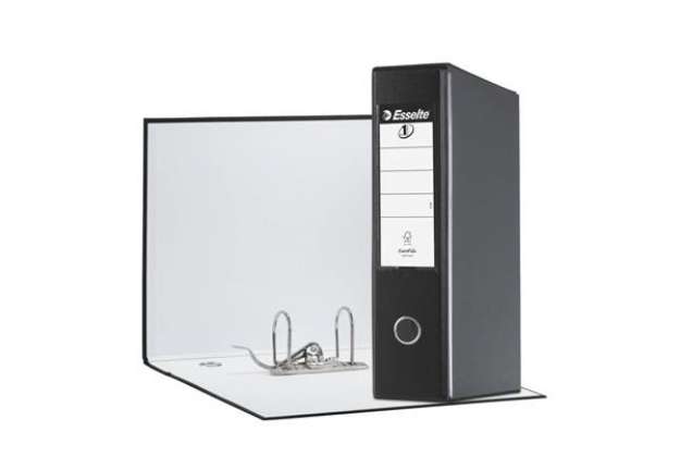 Immagine di Registratore con custodia Esselte G55 Eurofile protocollo dorso 8 cm cartone rivestito in PP nero vi