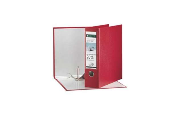 Immagine di Registratore con custodia Leitz 180° protocollo dorso 8 cm cartone riverstito in polipropilene rosso