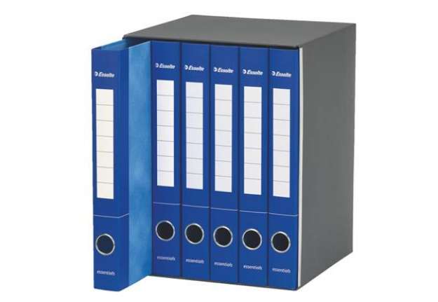 Immagine di Gruppo di raccoglitori a 2 anelli Esselte S65 ESSENTIALS E6 blu dorso 4cm 6 cartelle - 391965050