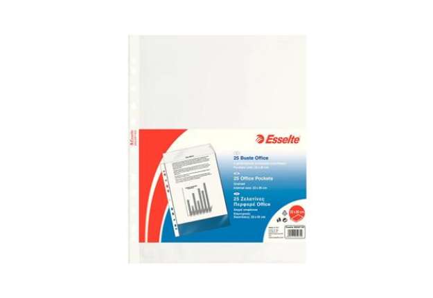 Immagine di Buste a perforazione universale goffrate Esselte OFFICE PP antiriflesso 22x30 cm conf.25 - 392597100