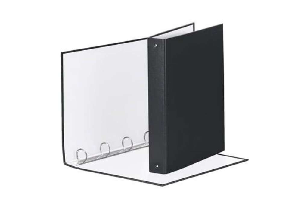 Immagine di Raccoglitore Esselte Meeting a 4 anelli tondi 30mm cartone rivestito in PP nero 22x30cm dorso 4cm -