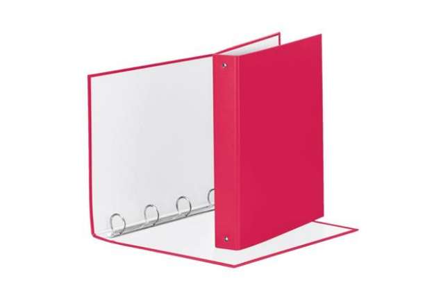Immagine di Raccoglitore Esselte Meeting a 4 anelli tondi 30mm cartone rivestito in PP fucsia 22x30cm dorso 4cm
