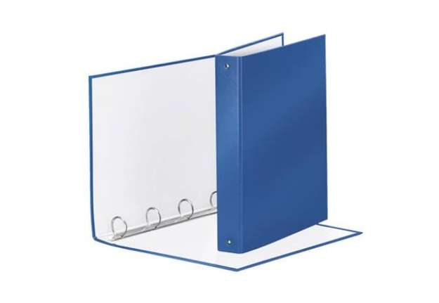 Immagine di Raccoglitore Esselte Meeting a 4 anelli tondi 30mm cartone rivestito in PP blu metallizz. 22x30cm do
