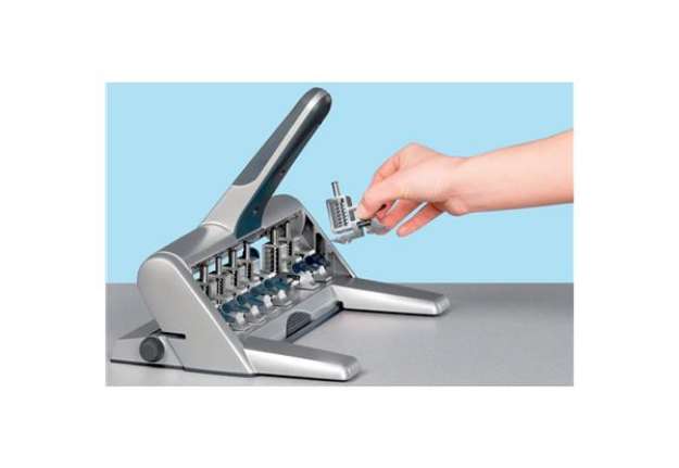 Immagine di Perforatore a 4 fori a distanza variabile Leitz AKTO 5114 30 fogli grigio metallizzato - 51140184