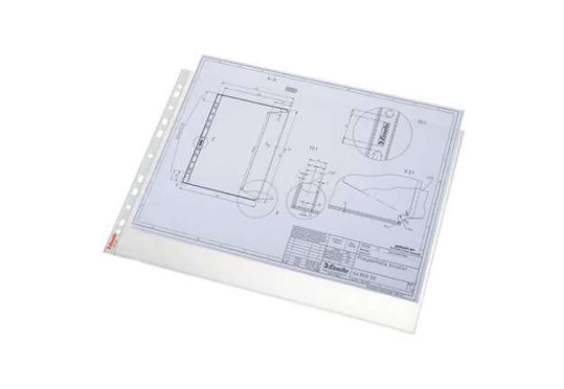 Immagine di Buste a perforazione universale Esselte DELUXE goffrate antiriflesso trasparente 42x30 cm  conf.50 -