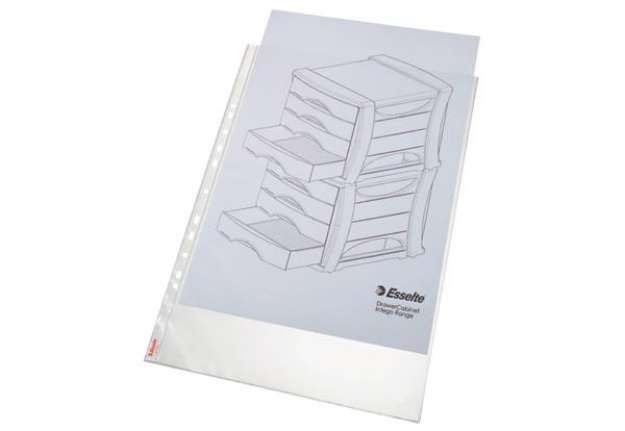 Immagine di Buste a perforazione universale Esselte DELUXE goffrate antiriflesso trasparente 30x42 cm conf. 50 p