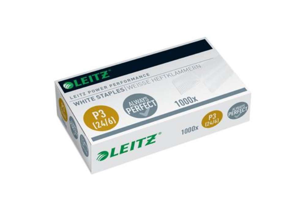 Immagine di Punti metallici 24/6 Leitz in metallo bianco scatola da 1000 punti - 55540000