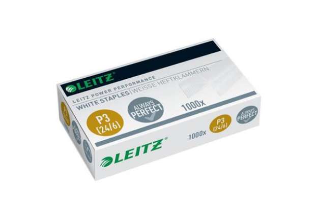 Immagine di Punti metallici 24/6 Leitz in metallo bianco scatola da 1000 punti - 55540000