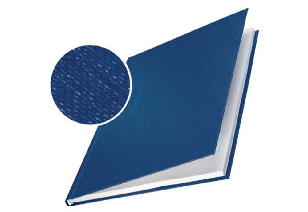 Immagine di Copertina rigida 10-35 fogli Leitz impressBIND in cartone con dorso da 3,5 mm A4 blu  conf. da 10 -
