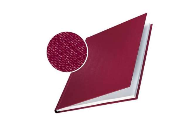 Immagine di Copertina rigida 36-70 fogli Leitz impressBIND in cartone con dorso da 7 mm A4 bordeaux  conf. da 10