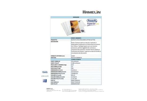 Immagine di Buste trasp. a foratura universale FAVORIT aperte buccia d'arancia superior 22x30 cm  conf. da 50 -