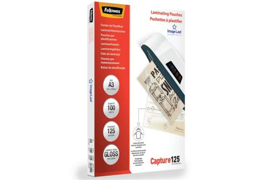 Immagine di Pouches per plastificatrici Fellowes ImageLast Capture125 finitura lucida - 2x125 µm - A3 - Conf. 10