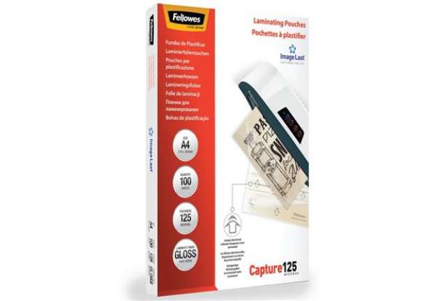 Immagine di Pouches per plastificatrici Fellowes ImageLast Capture125 finitura lucida - 2x125 µm - A4 - Conf. 10
