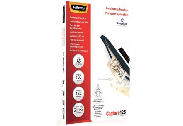 Immagine di Pouches per plastificatrici Fellowes ImageLast Capture125 finitura lucida - 2x125 µm - A5 - Conf. 10