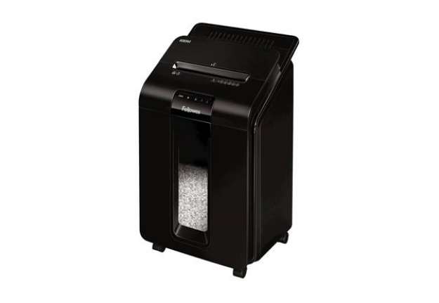 Immagine di Distruggidocumenti uso moderato FELLOWES AutoMax™ 100M - P-4 - 23 L - taglio a miniframmenti 4x10mm