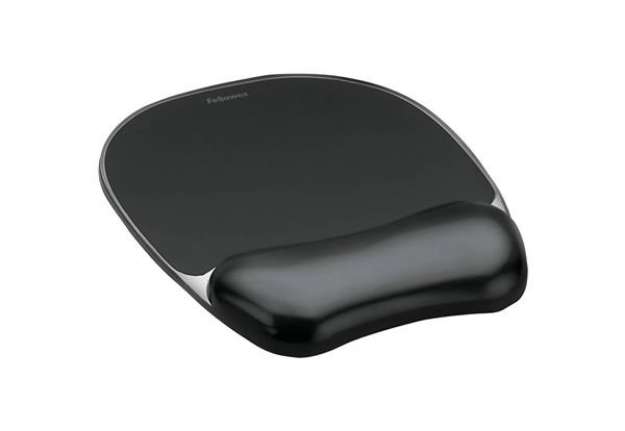 Immagine di Tappetino mouse con poggiapolsi FELLOWES Crystal™ Gel nero 20,2 x 23,5 x 2,5 cm - 9112101