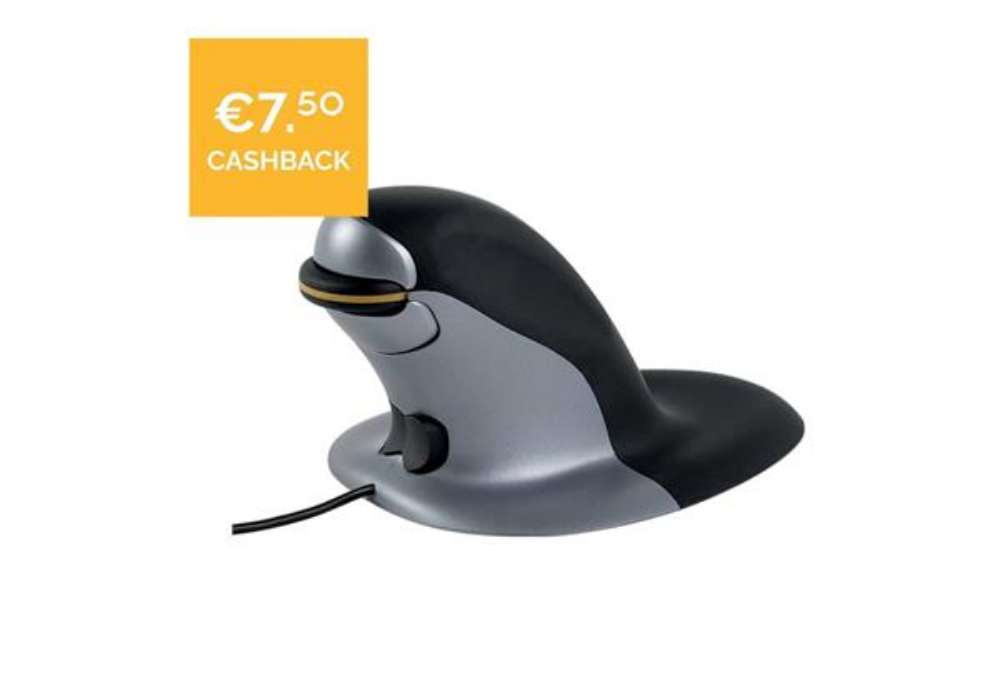 Immagine di Mouse verticale FELLOWES Penguin® grande con filo grigio/nero 9894401