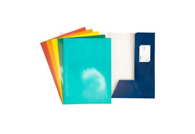 Immagine di Cartelline a 2 lembi 4Mat 32x24 cm in cartoncino plastificato 300 g/m² blu conf. da 10 pezzi - 3760
