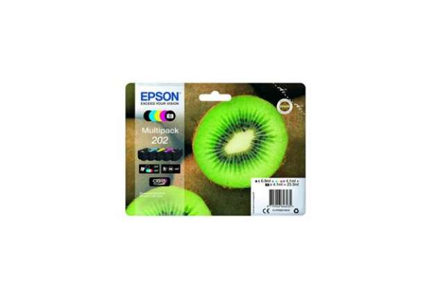 Immagine di cartucce inkjet Kiwi 202 Epson nero fotografico n+c+m+g Multipack - C13T02E74010