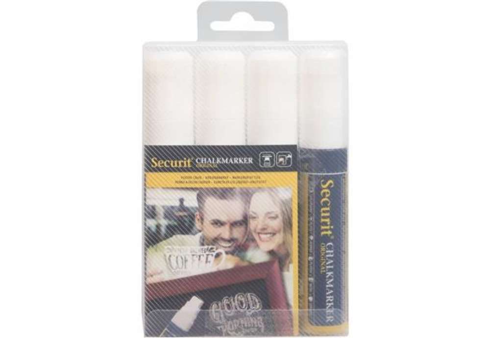 Immagine di Pennarello a gesso liquido Securit® a punta grande 7-15 mm bianco conf. da 4 - SMA720-V4-WT